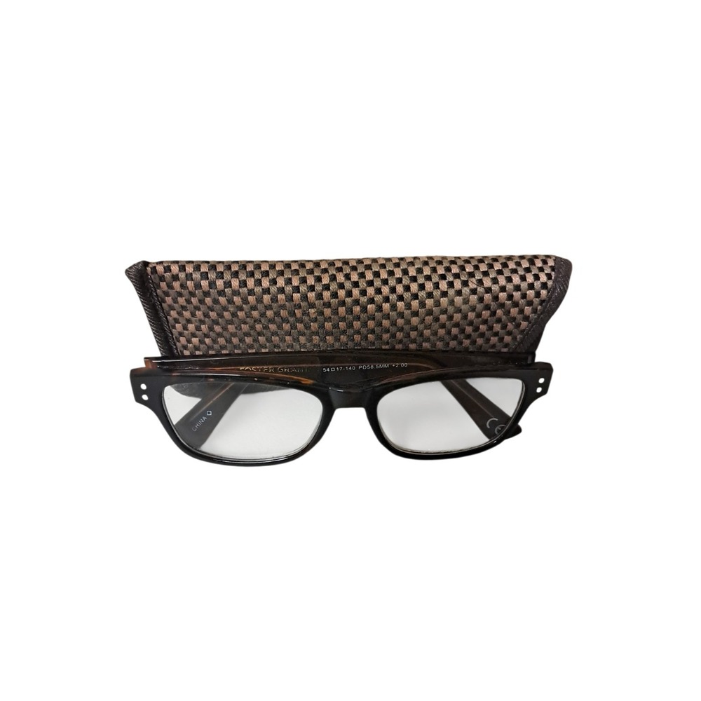 Foster Grant Gloss Readers +2.00 Brown Tortoise Eyeglasses PD 58.5mm